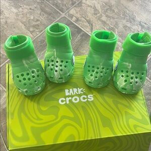 CROCS Green Slippers with Heart Perforations Never worn
